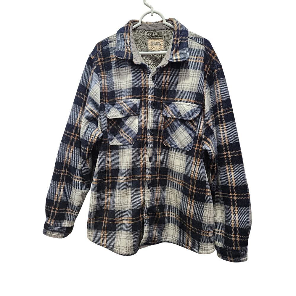Boston Traders Sherpa Lined Plaid Flannel Shacket XXL Cozy Workwear Jacket